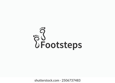 line art footstep icon logo design vector illustration. modern footprint symbol logo vector design template with silhouette, brush and elegant styles.