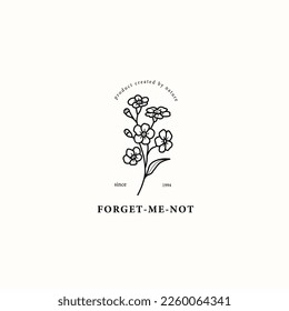 Line art forget  me  not flower drawing