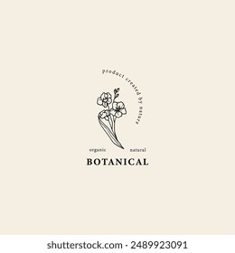 Line art forget-me-not flower logo