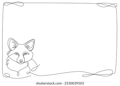 Line Art Fox Animal abstrakte Rahmen Rahmen.  Doodle einfache Kontur Skizze Umriss isoliert auf Weiß. Fuchssymbol Maskottchen Einfaches Skizzenzeichen. Tierpflegekonzept