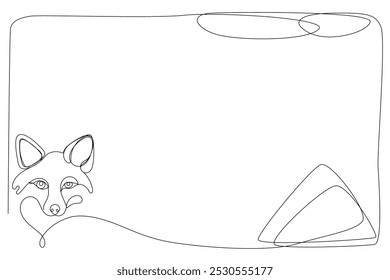 Line Art Fox Animal abstrakte Rahmen Rahmen.  Doodle einfache Kontur Skizze Umriss isoliert auf Weiß. Fuchssymbol Maskottchen Einfaches Skizzenzeichen. Tierpflegekonzept