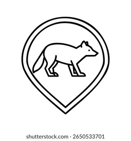 Line art a fox inside a teardrop-shaped outline on a animal wildlife