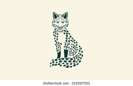line art fox logo template