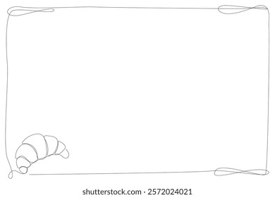 Line Art Frame Border Decorative Element. Curve Continuous Editable Vector Stroke Background. 