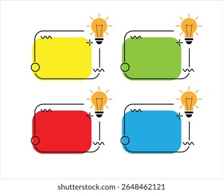 Line Art Frame with Light Bulb for Announcement or Product Advertisement. Graphic design element for a retail sale campaign, announcement or discount offer