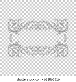 Line art frame ornament in baroque style. You can use for wedding decoration of greeting card and laser cutting.