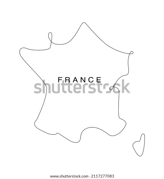 Line art France map. continuous line\
europe map. vector illustration. single\
outline.