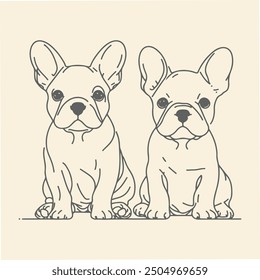 Line Art French Bulldog Illustration