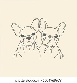 Line Art French Bulldog Illustration