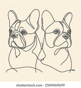 Line Art French Bulldog Illustration