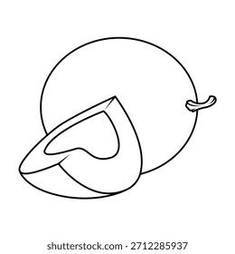 La línea de arte del melón recién cortado