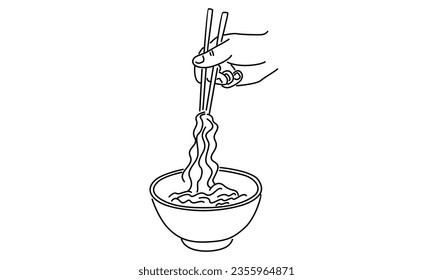 line art of fresh delicious noodle