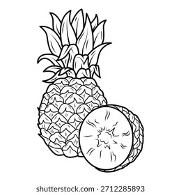 The Line Art of Fresh Pineapple
