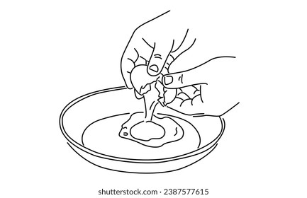 line art of fried egg on a pan