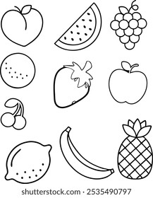 line art Fruits Coloring Pages For Kids