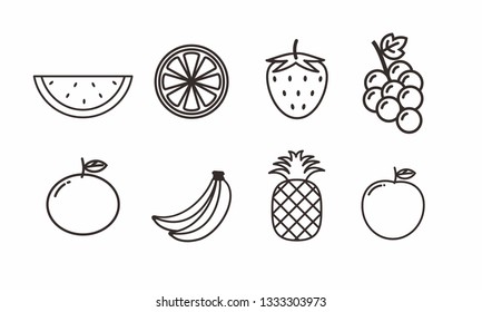 Line art fruits icon design