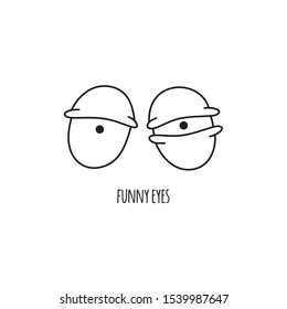 Line art. Funny eyes. cartoon
