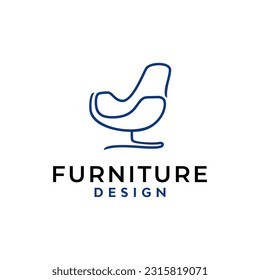 diseño de logotipo interior de muebles de arte de línea. Ilustración vectorial Silla minimalista simple. Plantilla de icono vectorial de diseño de logotipo moderno