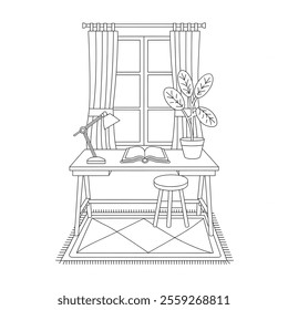 A line art furniture windrow of a coloring page 