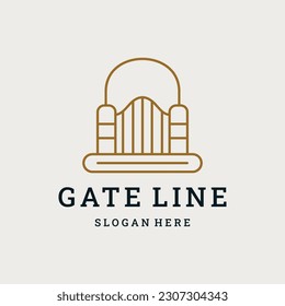 line art gate logo vector illustration design, line art style