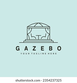 line art gazebo logo vector illustration design, pergola backyard icon vector design