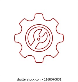 line art gear and tool kit icon