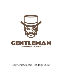 Line Art Cavalheiro Skull Logo Design