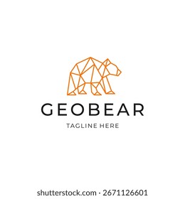 Line art geometric bear logo design. simple animal icon illustration vector