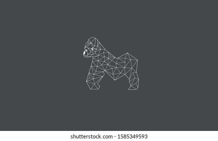 Line art geometric lines icon symbol of a gorilla 