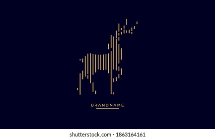 A Line Art geometric logo of a deer, elk, stag, doe, reindeer, and buck