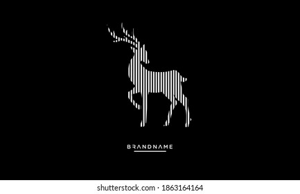 A Line Art geometric logo of a deer, elk, stag, doe, reindeer, and buck