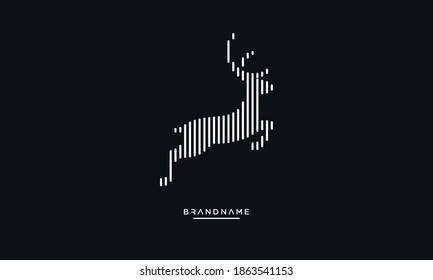 A Line Art Geometric Logo Of A Deer, Elk, Stag, Doe, Reindeer, And Buck