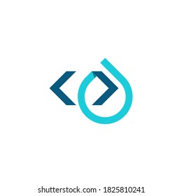 line art geometric logo of a droplet shape and brackets
