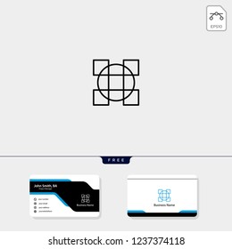 line art geometric logo template vector illustration, free business card design template