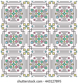 Line art geometrical seamless pattern
