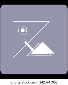 Line art geometry contour symbol card in modern style. Can be used for fluent design poster, tattoo concept, electronic music technology cover, flyer, logo, t-shirt print.