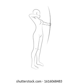 Line Art Gesture Archer Woman