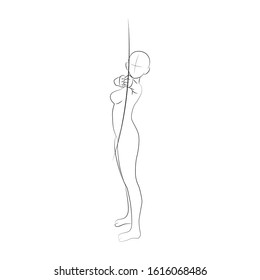 Line Art Gesture Archer Woman