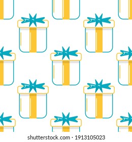 Cajas de regalo de arte de línea sin fisuras en blanco.