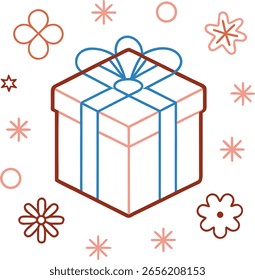 Icono de Suscripción de regalo de arte de línea con una caja de regalo simple y cinta aislada sobre un fondo transparente aislado sobre fondo transparente