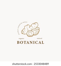 Line art ginger root logo