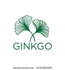 line art ginkgo leaf logo icon vector