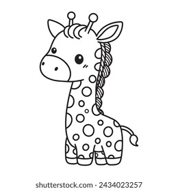 Line art of giraffe cartoon vector