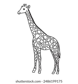 Line art of giraffe cartoon vector