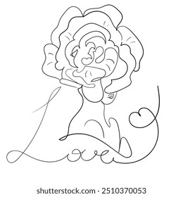 linha arte menina fantasia flor menina