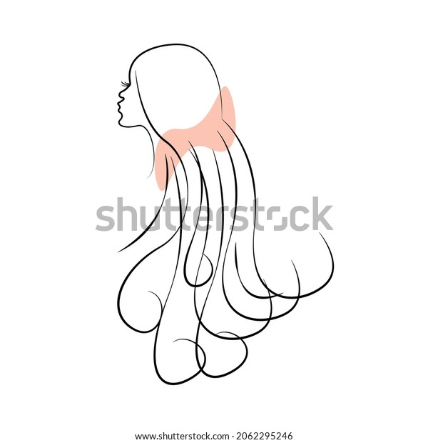 Line Art Girl Long Hair Pink Stock Vector Royalty Free 2062295246 Shutterstock