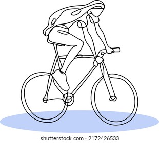 Line art of a girl on a sports bike. Vector illustration of a girl doing sports for print, pattern, booklets, banners. The girl rides a bike.