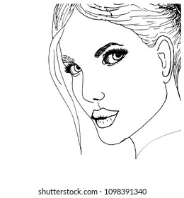 Line Art Girl Vector Illustration Stock Vector (Royalty Free ...