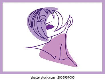 Line art girl's face for product illustration or company logo