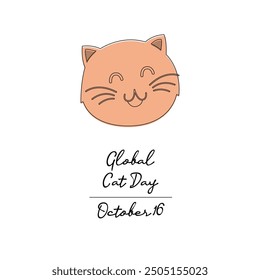 line art of Global Cat Day good for Global Cat Day celebrate. line art.